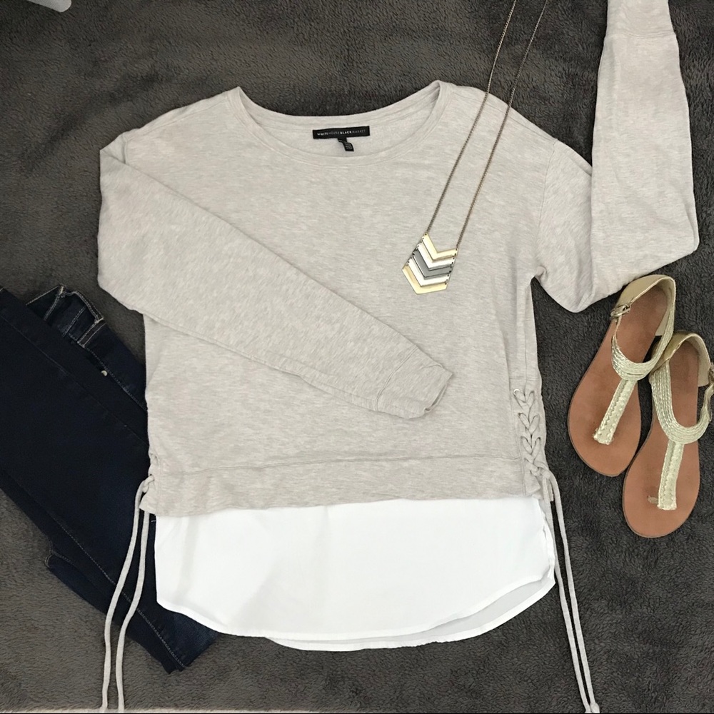 White House Black Market Sweater&Poplin Twofer